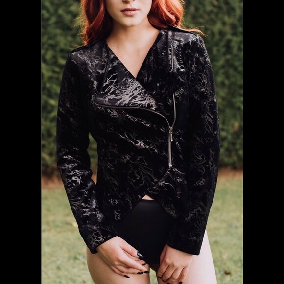 Maison Revolt Cropped Velvet Military style Jacket - Picture 1 of 6